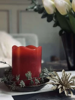 VIAMAJA Lys Og Led|Led Bloklys<LED Bloklys Rød med timer - 7x9 cm