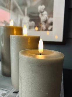 VIAMAJA Lys Og Led|Led Bloklys<LED Bloklys Sand - Sæt af 3 stk med fjernbetjening