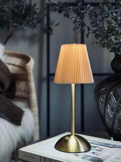 VIAMAJA Lys Og Led|Led Lamper<LED bordlampe Plisse´ beige - genopladelig