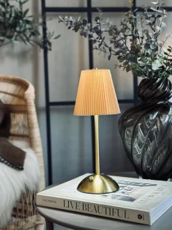VIAMAJA Lys Og Led|Led Lamper<LED bordlampe Plisse´ beige - genopladelig
