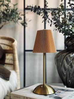 VIAMAJA Lys Og Led|Led Lamper<LED bordlampe Plisse´ beige - genopladelig