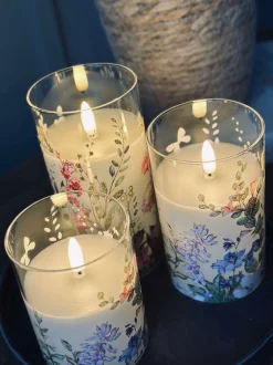 VIAMAJA Lys Og Led|Led Bloklys<LED FLORA Cylinder – Sæt med 3 stk og fjernbetjening
