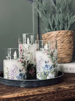 VIAMAJA Lys Og Led|Led Bloklys<LED FLORA Cylinder – Sæt med 3 stk og fjernbetjening