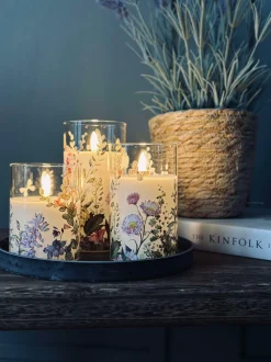 VIAMAJA Lys Og Led|Led Bloklys<LED FLORA Cylinder – Sæt med 3 stk og fjernbetjening