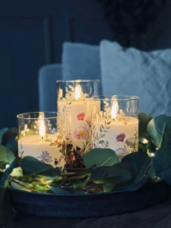 VIAMAJA Lys Og Led|Led Bloklys<LED FLORA Cylinder – Sæt med 3 stk og fjernbetjening