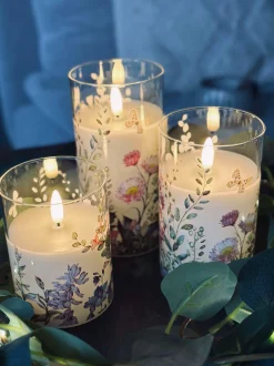 VIAMAJA Lys Og Led|Led Bloklys<LED FLORA Cylinder – Sæt med 3 stk og fjernbetjening