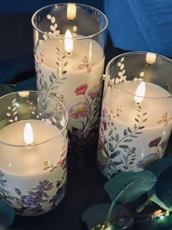 VIAMAJA Lys Og Led|Led Bloklys<LED FLORA Cylinder – Sæt med 3 stk og fjernbetjening