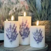 VIAMAJA Lys Og Led|Led Bloklys<LED FLORA Lavendel – Sæt med 3 stk og fjernbetjening