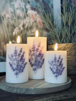 VIAMAJA Lys Og Led|Led Bloklys<LED FLORA Lavendel – Sæt med 3 stk og fjernbetjening