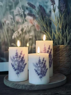 VIAMAJA Lys Og Led|Led Bloklys<LED FLORA Lavendel – Sæt med 3 stk og fjernbetjening