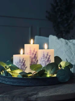 VIAMAJA Lys Og Led|Led Bloklys<LED FLORA Lavendel – Sæt med 3 stk og fjernbetjening