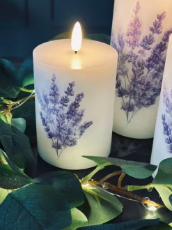 VIAMAJA Lys Og Led|Led Bloklys<LED FLORA Lavendel – Sæt med 3 stk og fjernbetjening