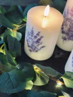 VIAMAJA Lys Og Led|Led Bloklys<LED FLORA Lavendel – Sæt med 3 stk og fjernbetjening