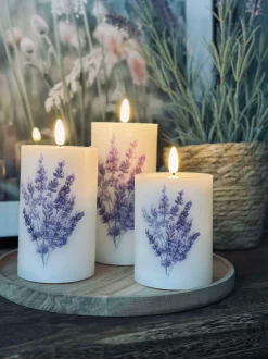 VIAMAJA Lys Og Led|Led Bloklys<LED FLORA Lavendel – Sæt med 3 stk og fjernbetjening