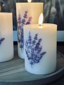 VIAMAJA Lys Og Led|Led Bloklys<LED FLORA Lavendel – Sæt med 3 stk og fjernbetjening