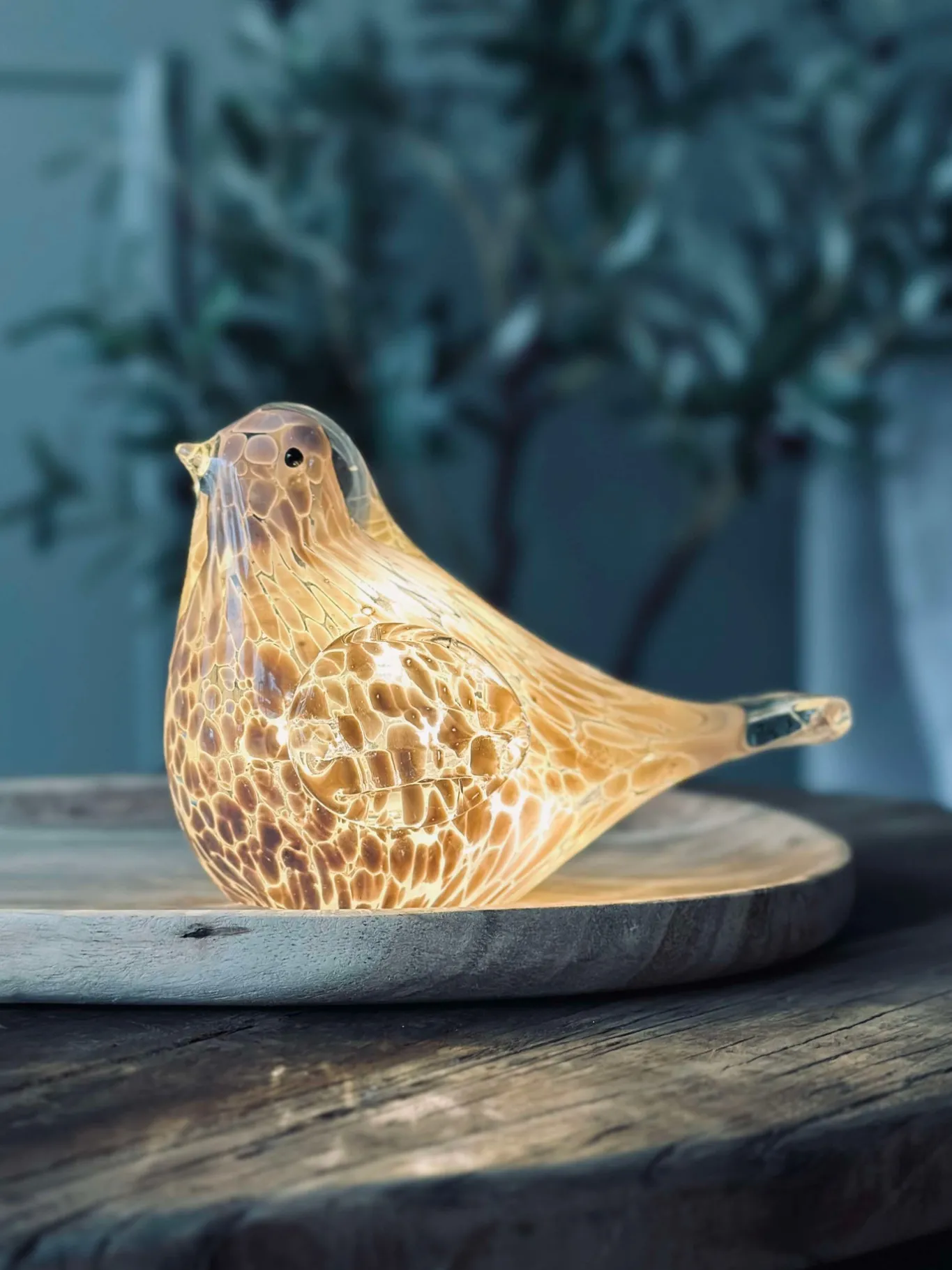 VIAMAJA Mushroom Lamper|Mushroom Lamper<LED Fugl i mundblæst glas - Old Rose