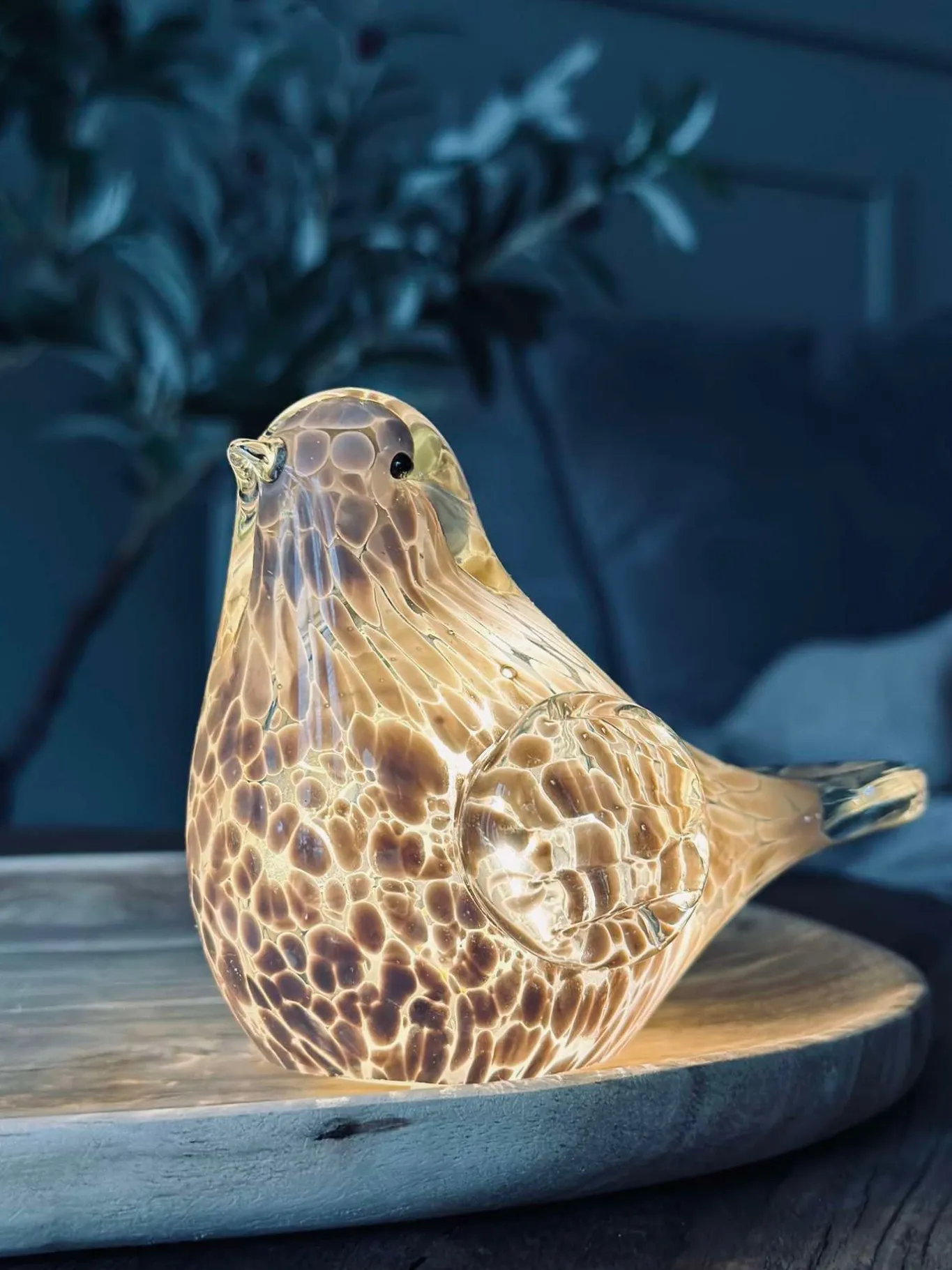 VIAMAJA Mushroom Lamper|Mushroom Lamper<LED Fugl i mundblæst glas - Old Rose