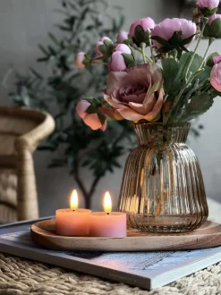 VIAMAJA Led Fyrfadslys|Restparti<LED Fyrfadslys 2 stk - Rosa voks