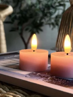 VIAMAJA Led Fyrfadslys|Restparti<LED Fyrfadslys 2 stk - Rosa voks