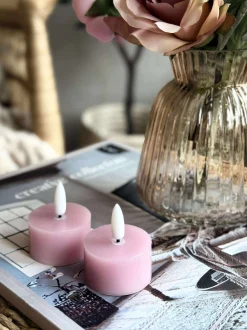 VIAMAJA Led Fyrfadslys|Restparti<LED Fyrfadslys 2 stk - Rosa voks