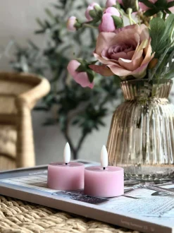 VIAMAJA Led Fyrfadslys|Restparti<LED Fyrfadslys 2 stk - Rosa voks