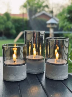 VIAMAJA Lys Og Led|Udendørs Led<LED GREY Cylinder Sæt med 3 stk - Godkendt til Inde