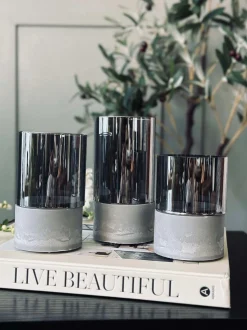 VIAMAJA Lys Og Led|Udendørs Led<LED GREY Cylinder Sæt med 3 stk - Godkendt til Inde
