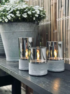 VIAMAJA Lys Og Led|Udendørs Led<LED GREY Cylinder Sæt med 3 stk - Godkendt til Inde