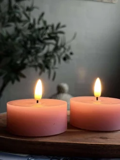 VIAMAJA Led Fyrfadslys|Restparti<LED JUMBO Fyrfadslys 2 stk - Rosa voks