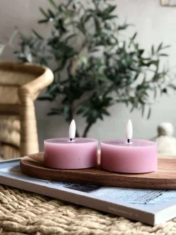 VIAMAJA Led Fyrfadslys|Restparti<LED JUMBO Fyrfadslys 2 stk - Rosa voks