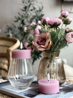 VIAMAJA Led Fyrfadslys|Restparti<LED JUMBO Fyrfadslys 2 stk - Rosa voks
