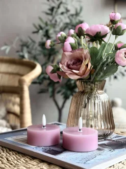 VIAMAJA Led Fyrfadslys|Restparti<LED JUMBO Fyrfadslys 2 stk - Rosa voks