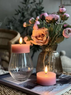 VIAMAJA Led Fyrfadslys|Restparti<LED JUMBO Fyrfadslys 2 stk - Rosa voks