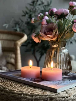 VIAMAJA Led Fyrfadslys|Restparti<LED JUMBO Fyrfadslys 2 stk - Rosa voks