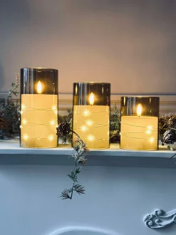 VIAMAJA Lys Og Led|Led Bloklys<LED Lys ALMA 3 stk m. fjernbetjening