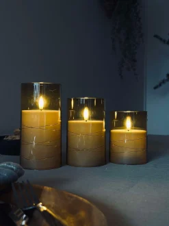 VIAMAJA Lys Og Led|Led Bloklys<LED Lys ALMA 3 stk m. fjernbetjening