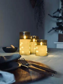 VIAMAJA Lys Og Led|Led Bloklys<LED Lys ALMA 3 stk m. fjernbetjening