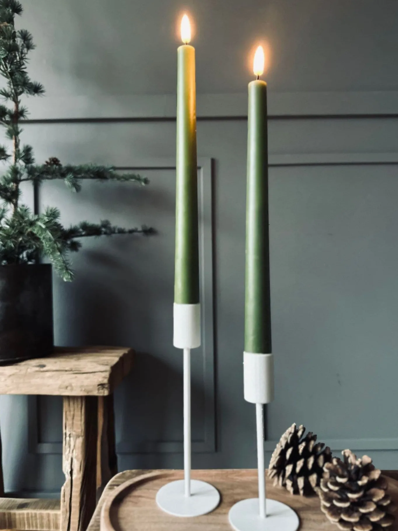 VIAMAJA Lys Og Led|Led Keglelys<LED Stagelys 2 stk - Oliven 28cm