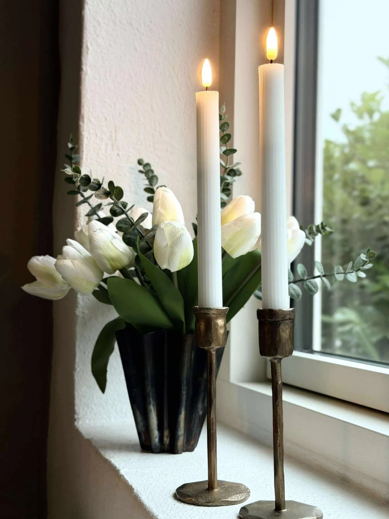 VIAMAJA Lys Og Led|Led Kronelys<LED Stagelys Rillet - 22 cm