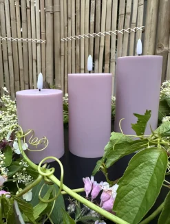 VIAMAJA Lys Og Led|Udendørs Led<LED Udendørs Bloklys sæt af 3 stk – Rosa