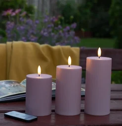 VIAMAJA Lys Og Led|Udendørs Led<LED Udendørs Bloklys sæt af 3 stk – Rosa