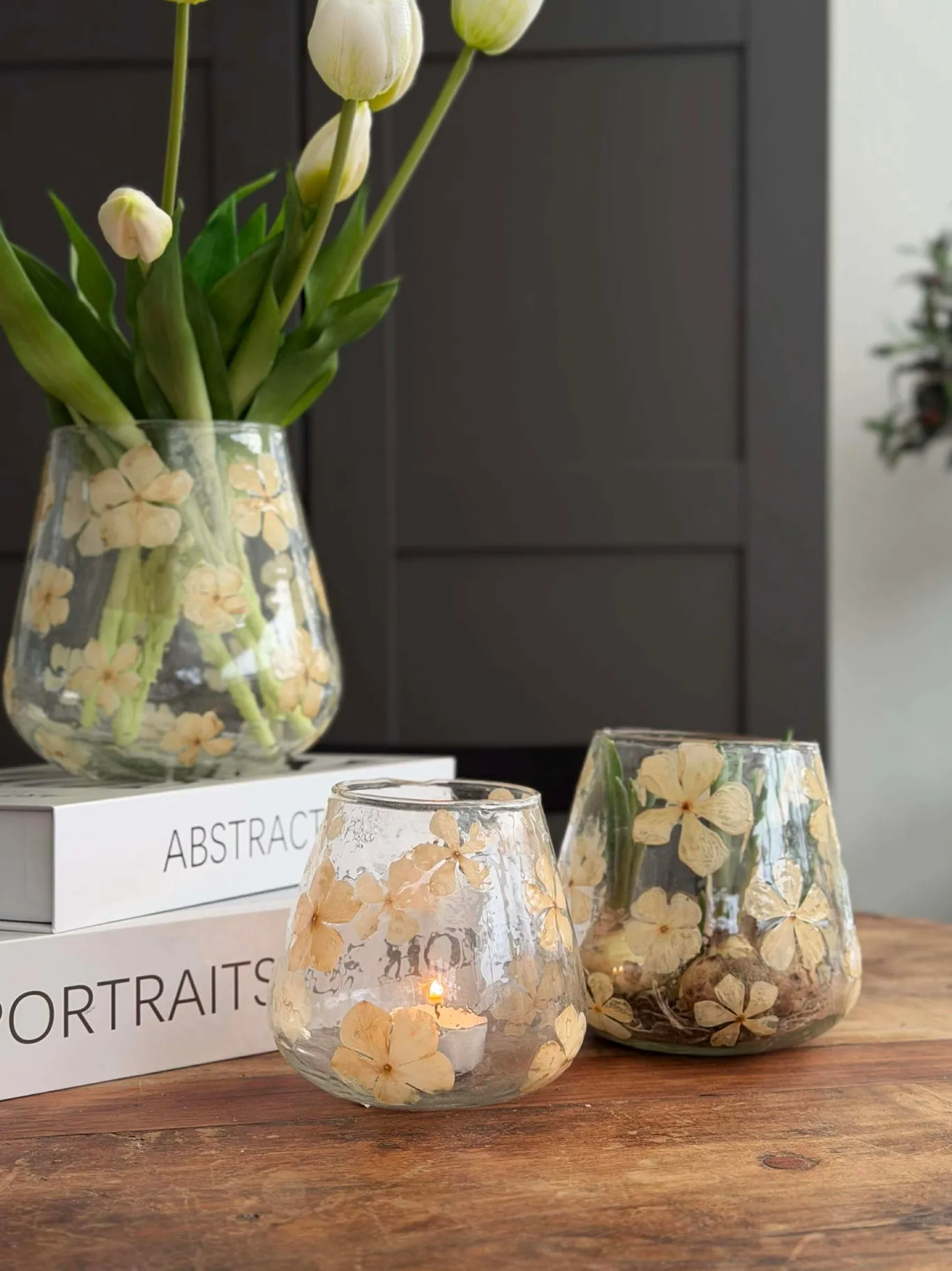 VIAMAJA Lysestager<Lysestage - Glas med blomster - flere størrelser