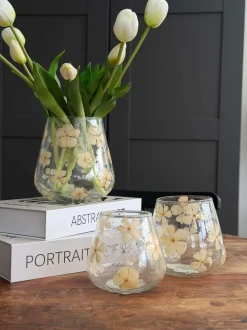 VIAMAJA Lysestager<Lysestage - Glas med blomster - flere størrelser