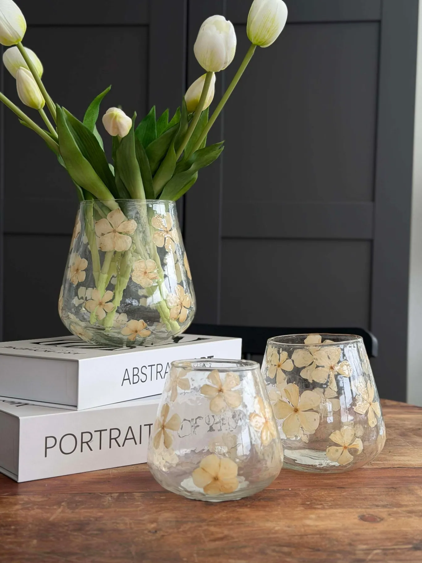 VIAMAJA Lysestager<Lysestage - Glas med blomster - flere størrelser