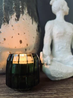 VIAMAJA Lysestager<Lysestage - Vendbar grønt glas