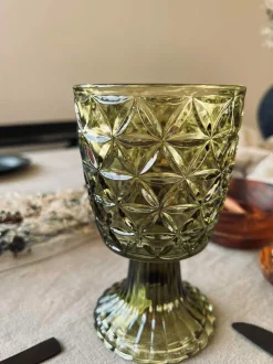 VIAMAJA Lysestager<Lysestage Pokal - Grøn glas