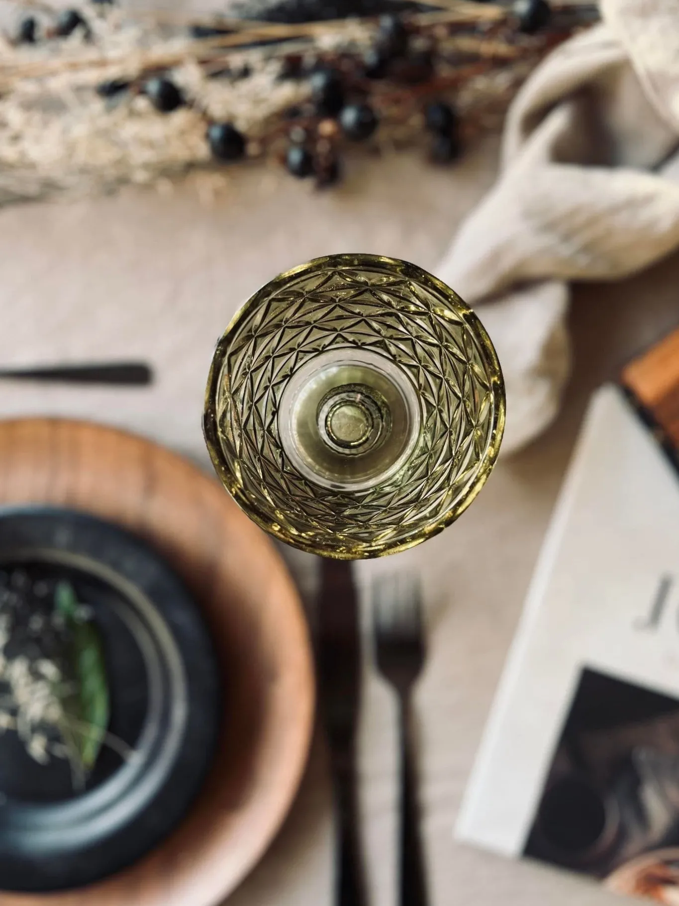 VIAMAJA Lysestager<Lysestage Pokal - Grøn glas