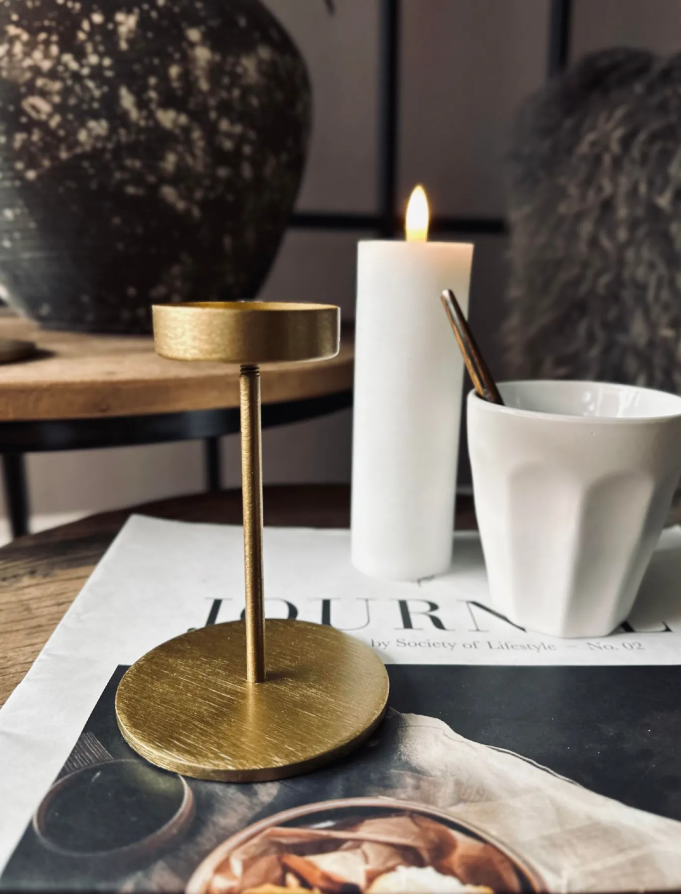 VIAMAJA Lysestager|Interiør<Lysestage sæt til bloklys – Golden Liva