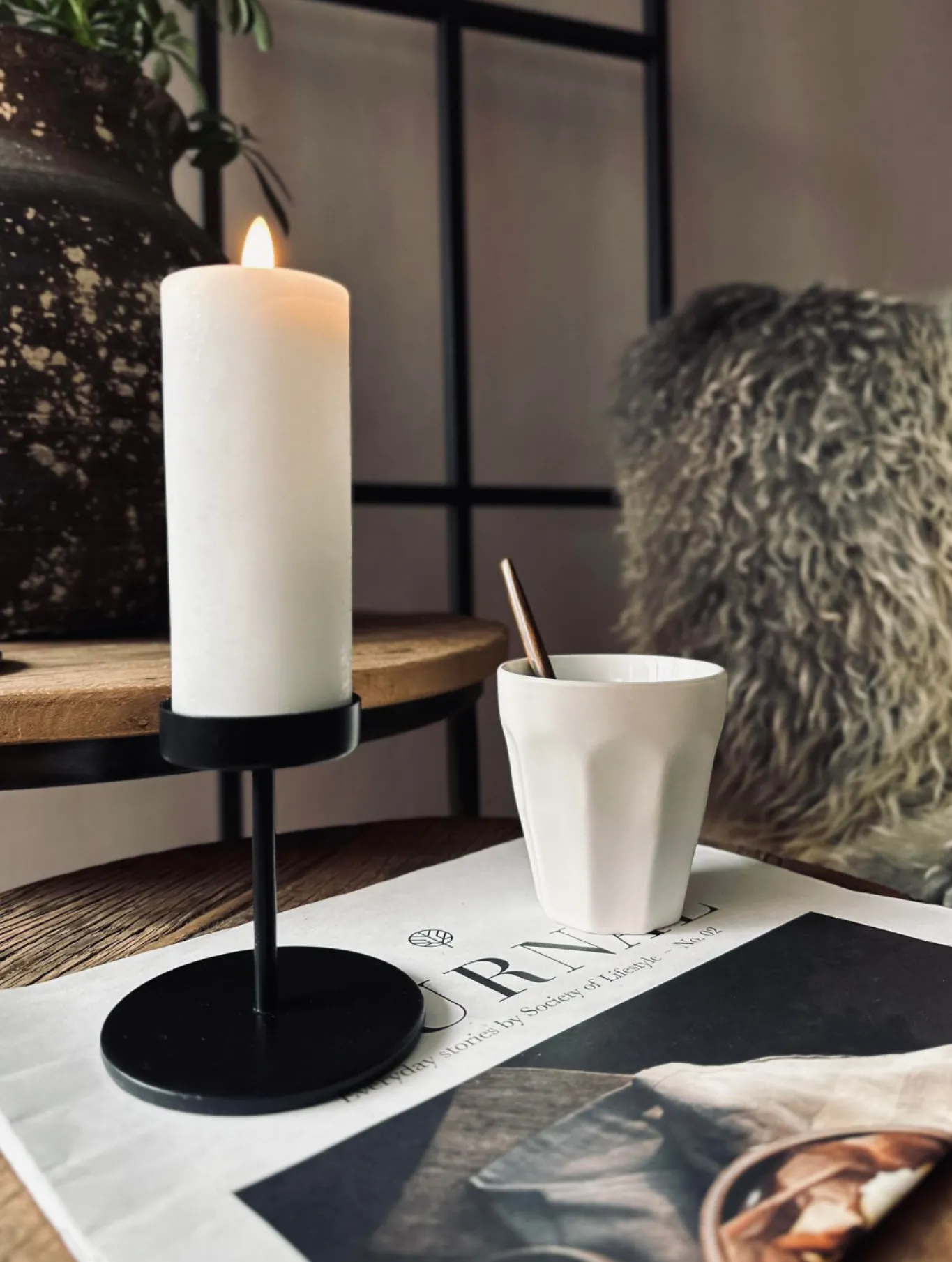 VIAMAJA Lysestager|Interiør<Lysestage sæt til bloklys – Black Liva