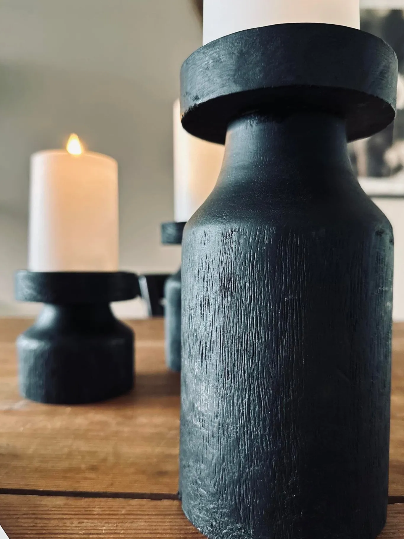 VIAMAJA Lysestager<Lysestage wood til bloklys 20cm